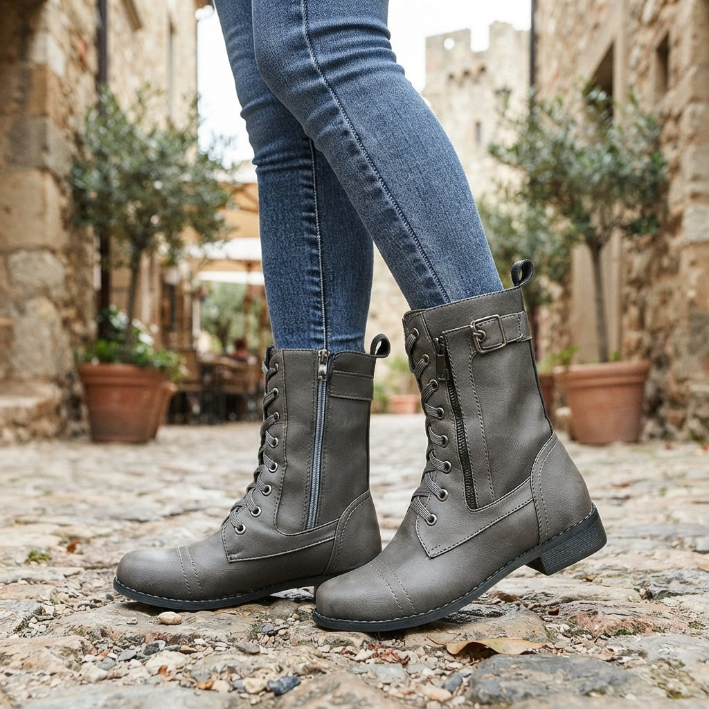 Botas de Biker Ortopédicas de Cordones para Mujeres
