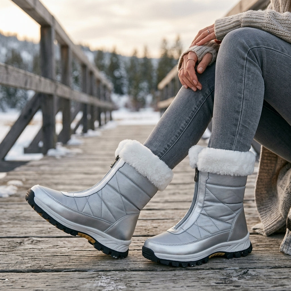 Botas de Tobillo con Puño de Piel Sintética para Mujer