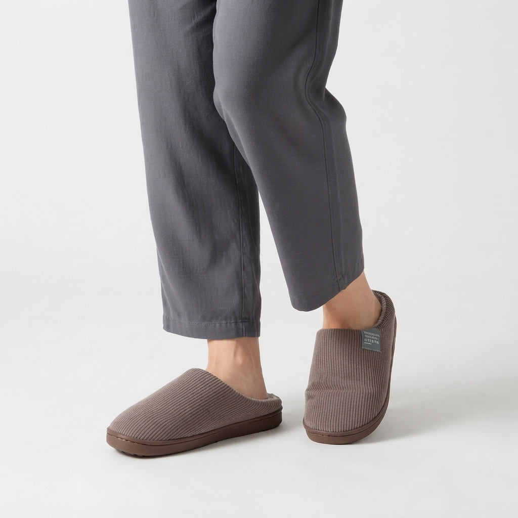 Zapatillas de Casa Acogedoras con Rayas para Mujeres