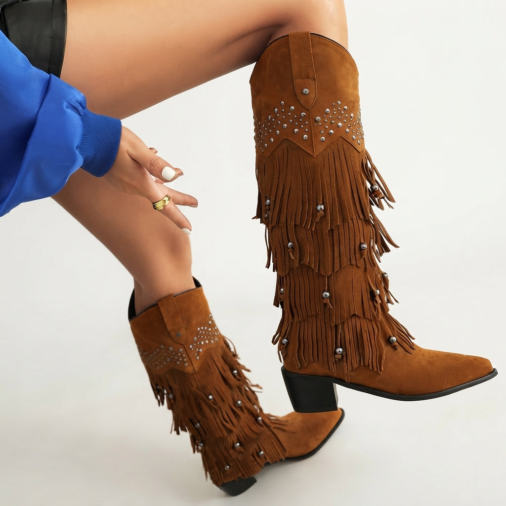 Botas de Cowboy de Ante hasta la Rodilla para Mujer