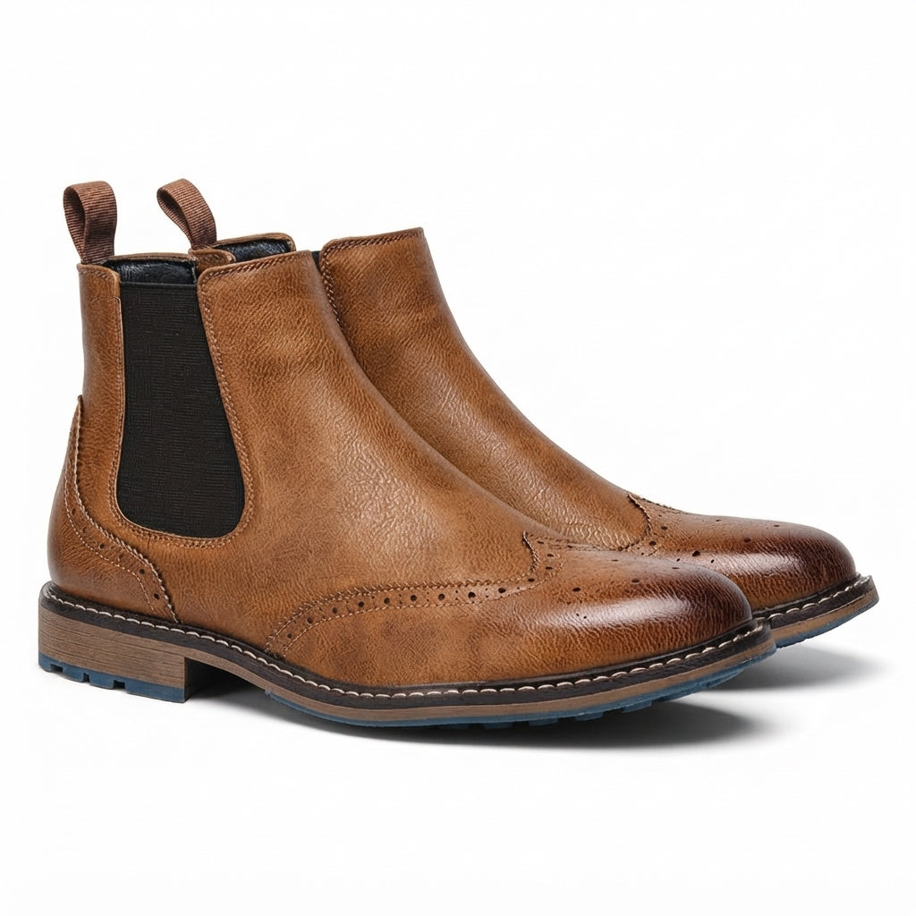 Botas Chelsea Brogue Pulidas para Hombre