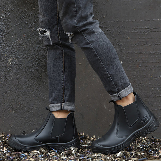 Botas de Trabajo de Cuero de Vacuno para Hombre – Botas Slip On con Punta Reforzada