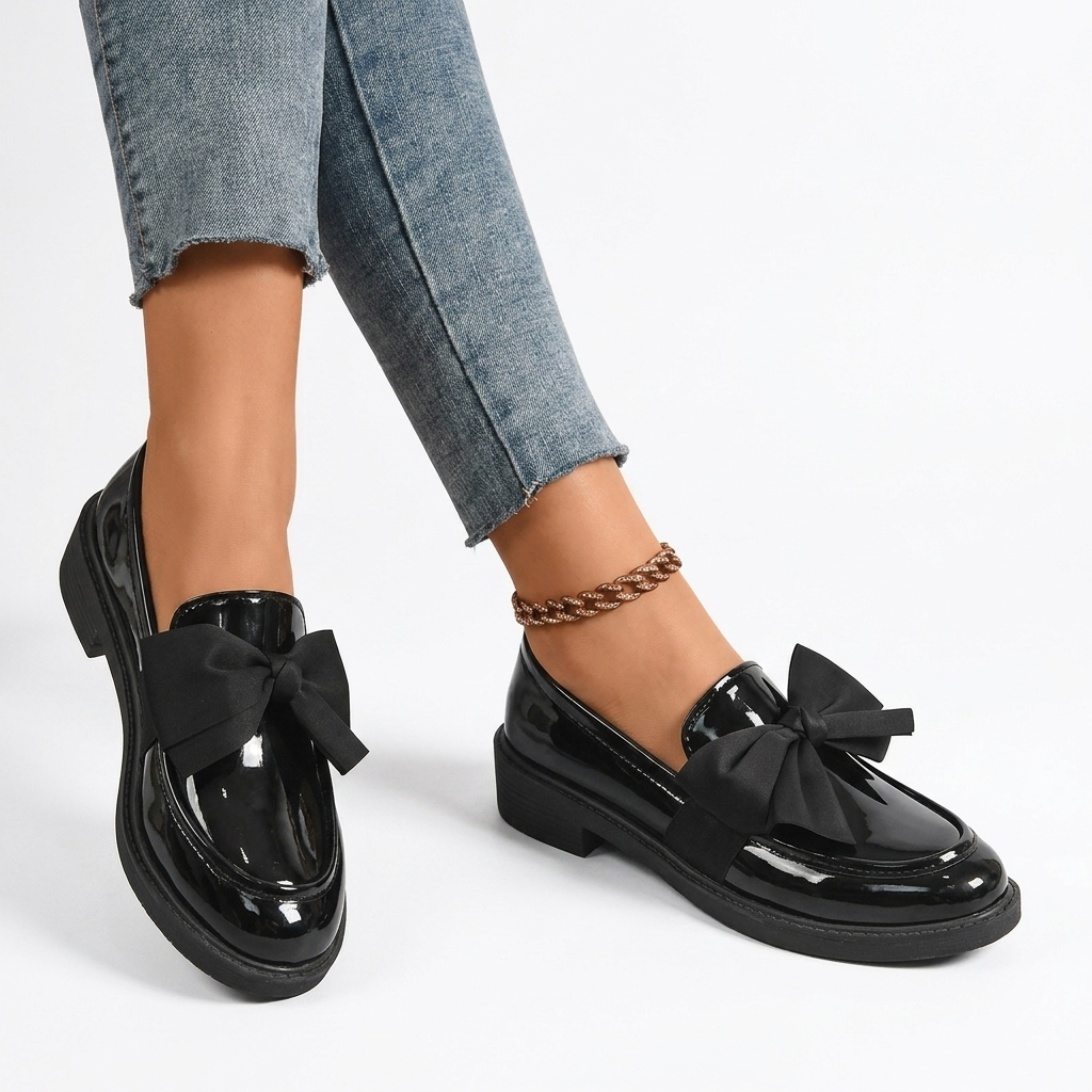 Mocasines Brillantes con Lazo para Mujeres