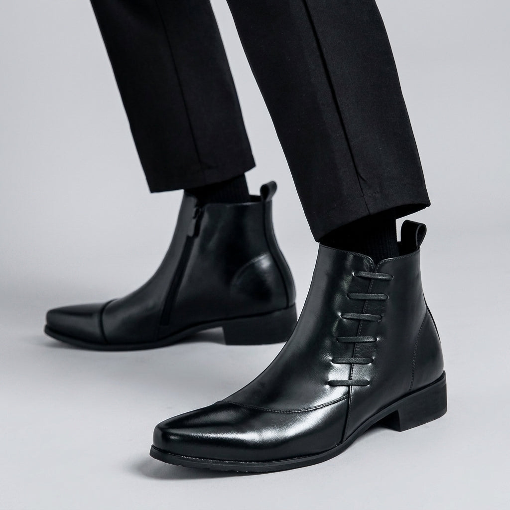Botas de Cuero de Puntera Afilada para Hombre