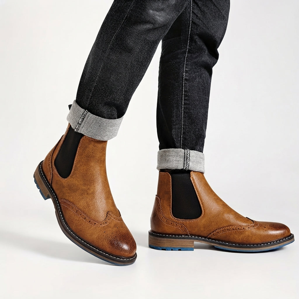 Botas Chelsea Brogue Pulidas para Hombre