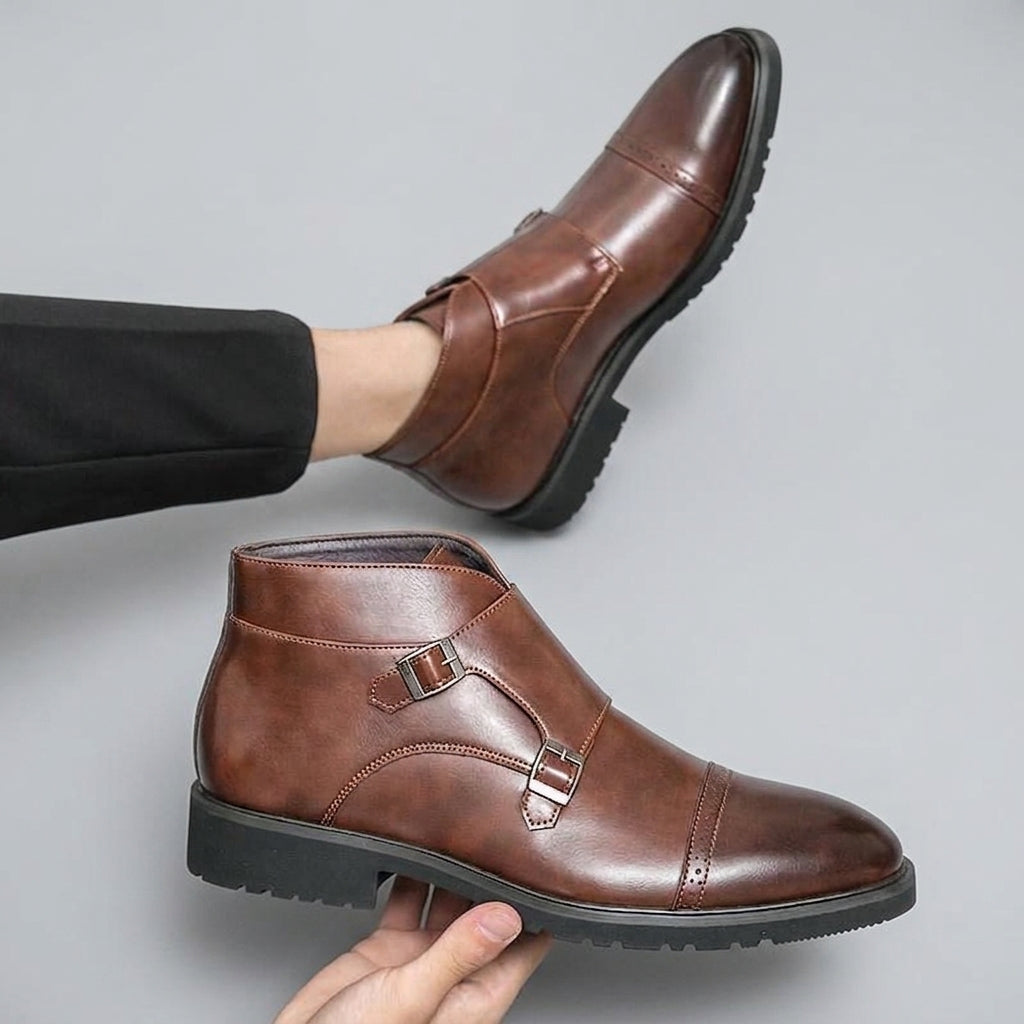 Botas de Cuero para Hombre con Hebilla Monk