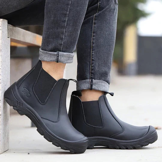 Botas de Trabajo de Cuero de Vacuno para Hombre – Botas Slip On con Punta Reforzada
