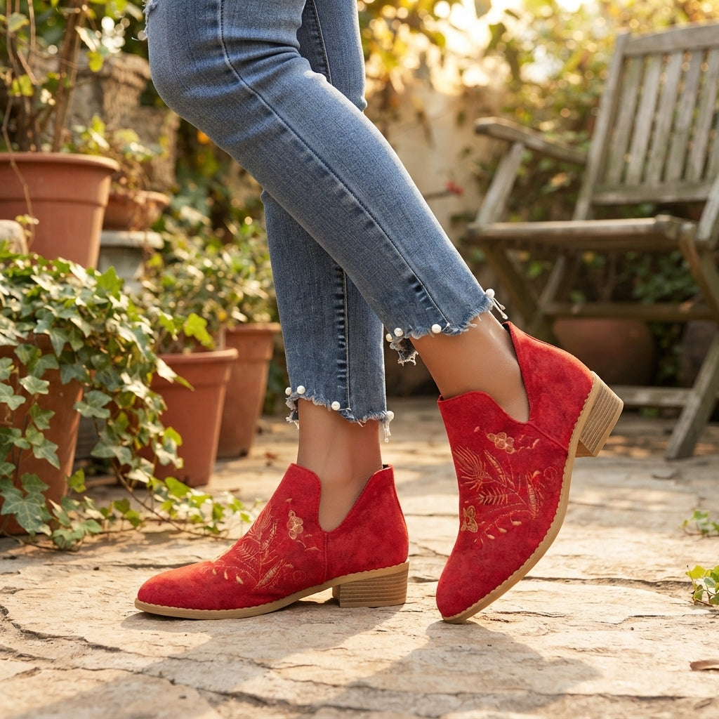 Botas de Tobillo con Tacón de Punta Elegante para Mujeres