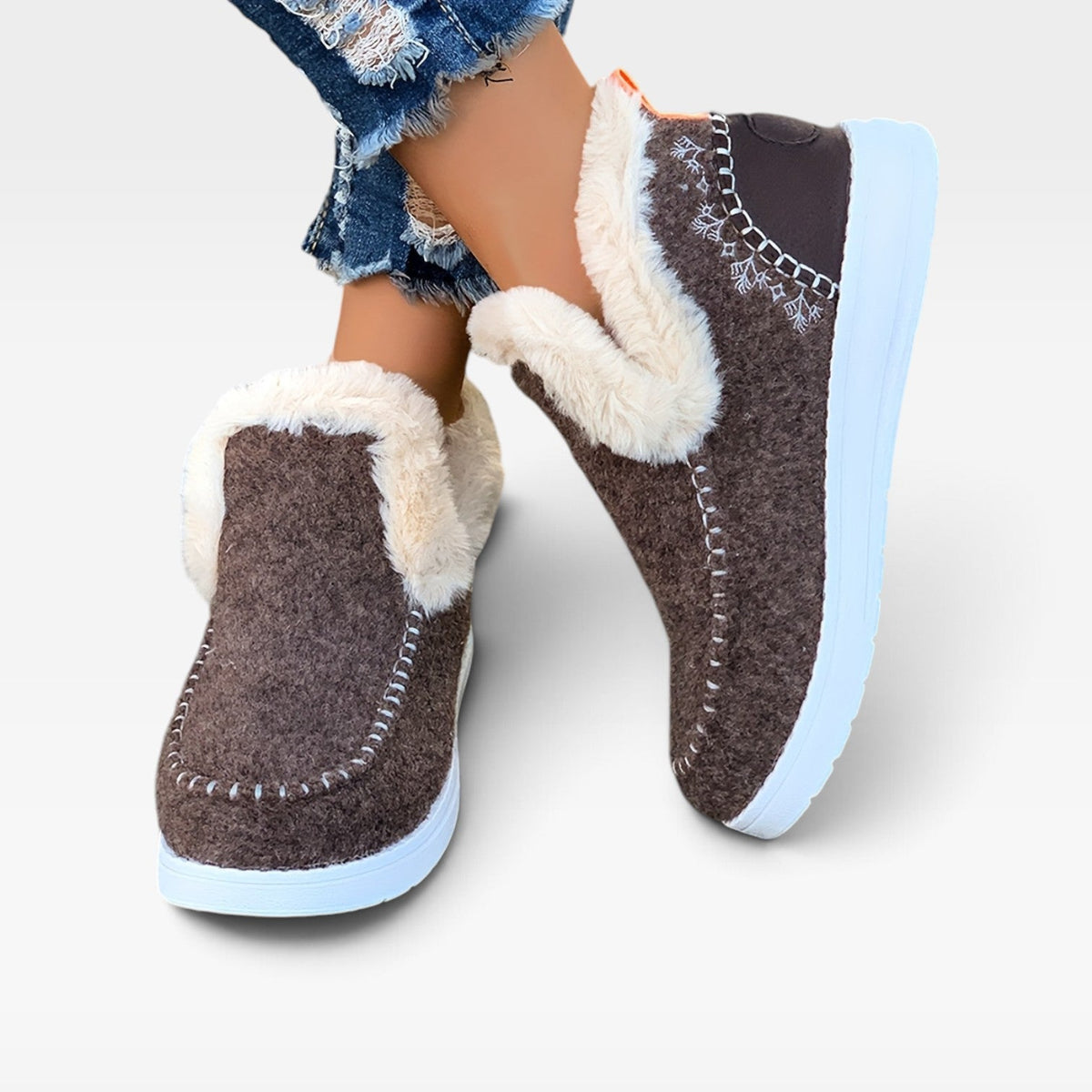 Botas de Tobillo Forradas de Forro Polar para Mujeres