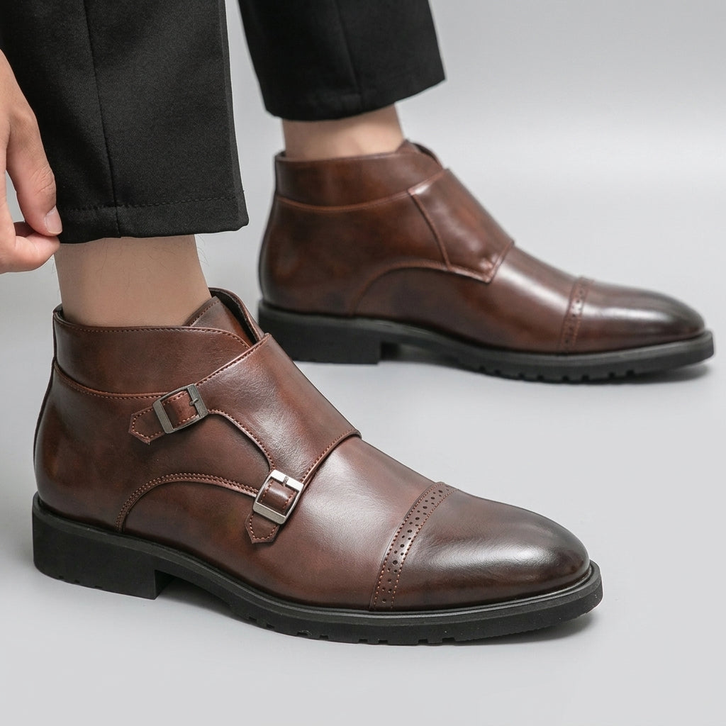 Botas de Cuero para Hombre con Hebilla Monk