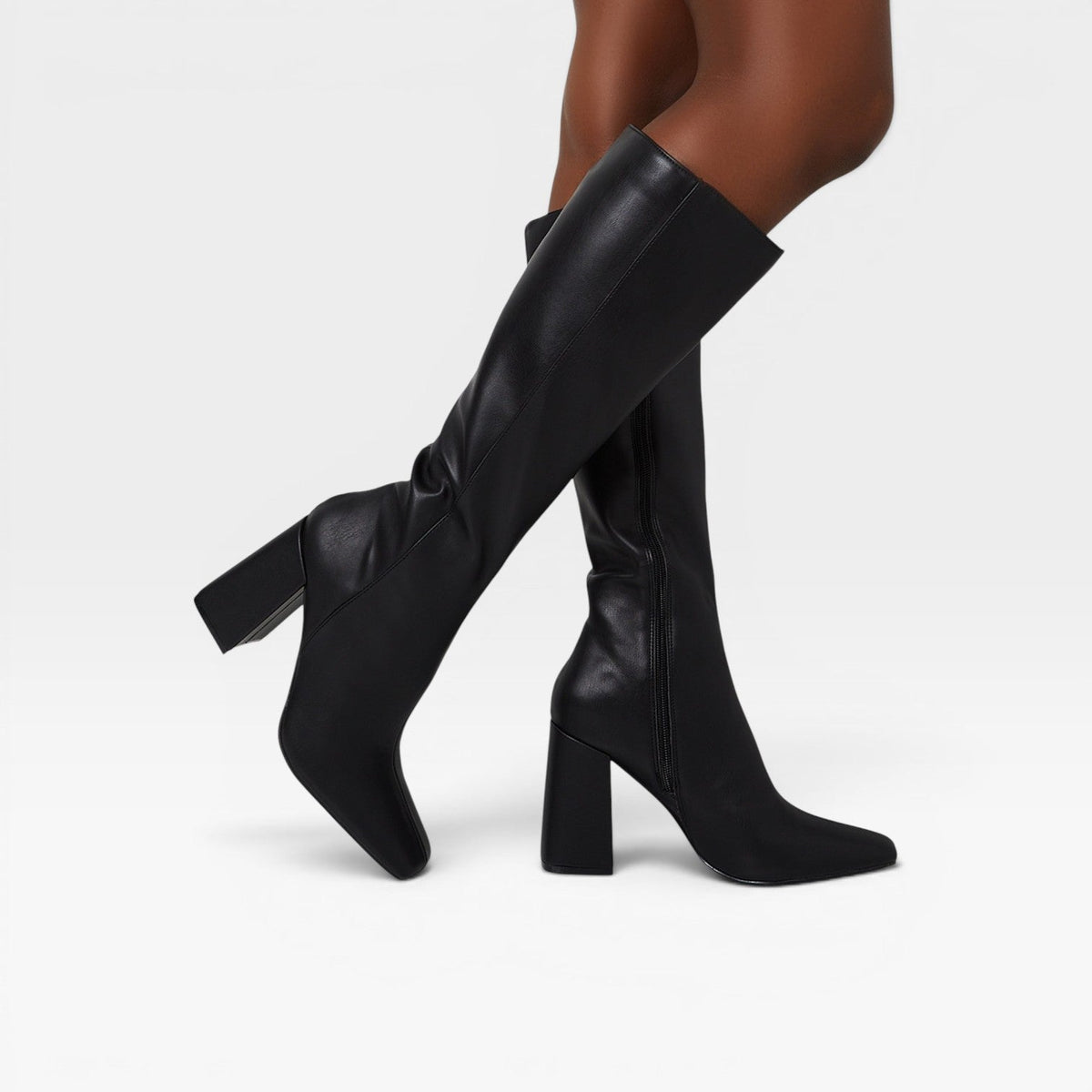 Botas de Tacón Cuadrado Altas para Mujer – Elegantes con Cierre para Uso Diario y Ocasiones Especiales
