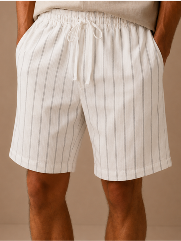 Pantalones Cortos de Lino para Hombre – Estilo con Cordón – Ajuste Relajado | Areleon