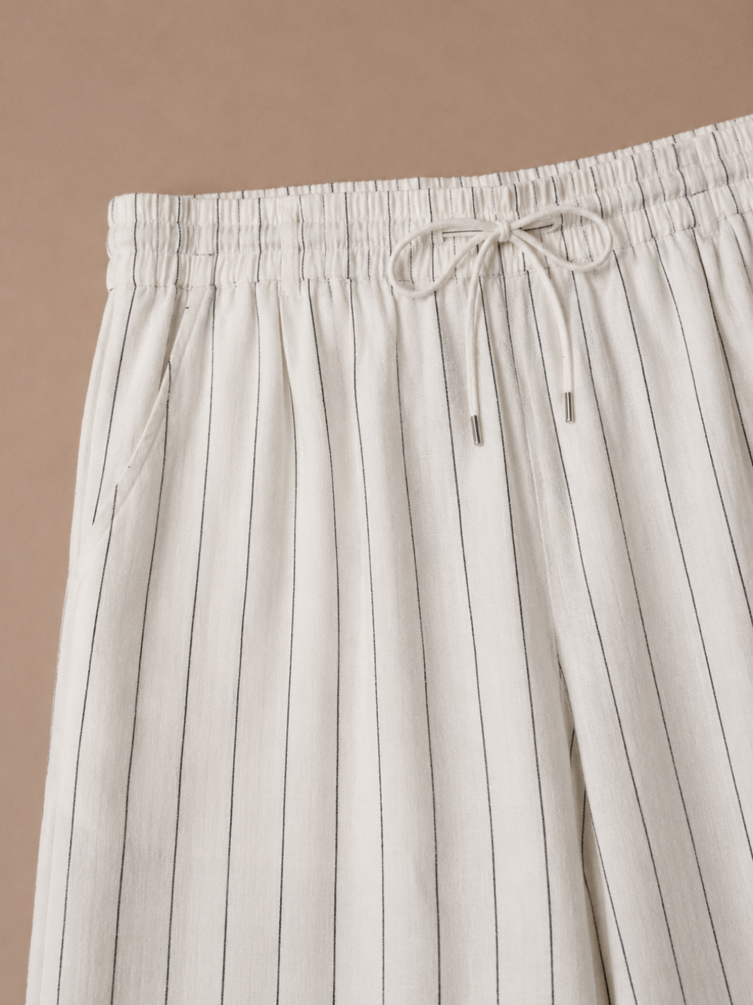 Pantalones de Lino con Cintura Ajustable para Hombre – Corte Casual a Rayas | Areleon