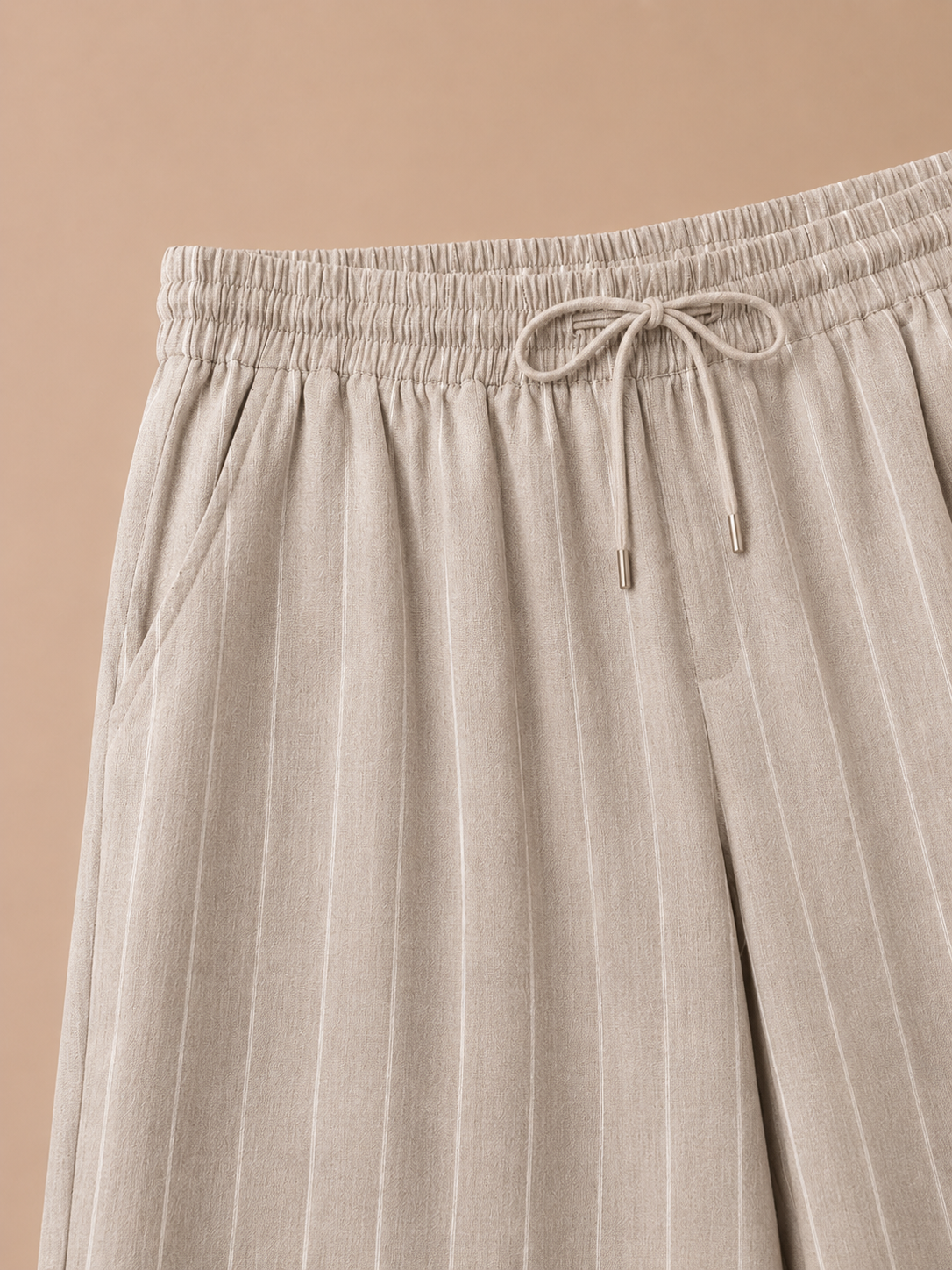 Pantalones de Lino con Cintura Ajustable para Hombre – Corte Casual a Rayas | Areleon