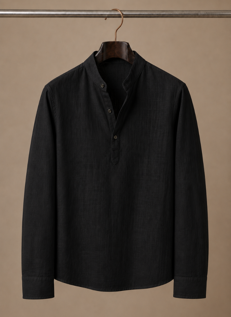 Camisa de Lino con Cuello Abierto para Hombre – Corte Casual Relajado | Areleon