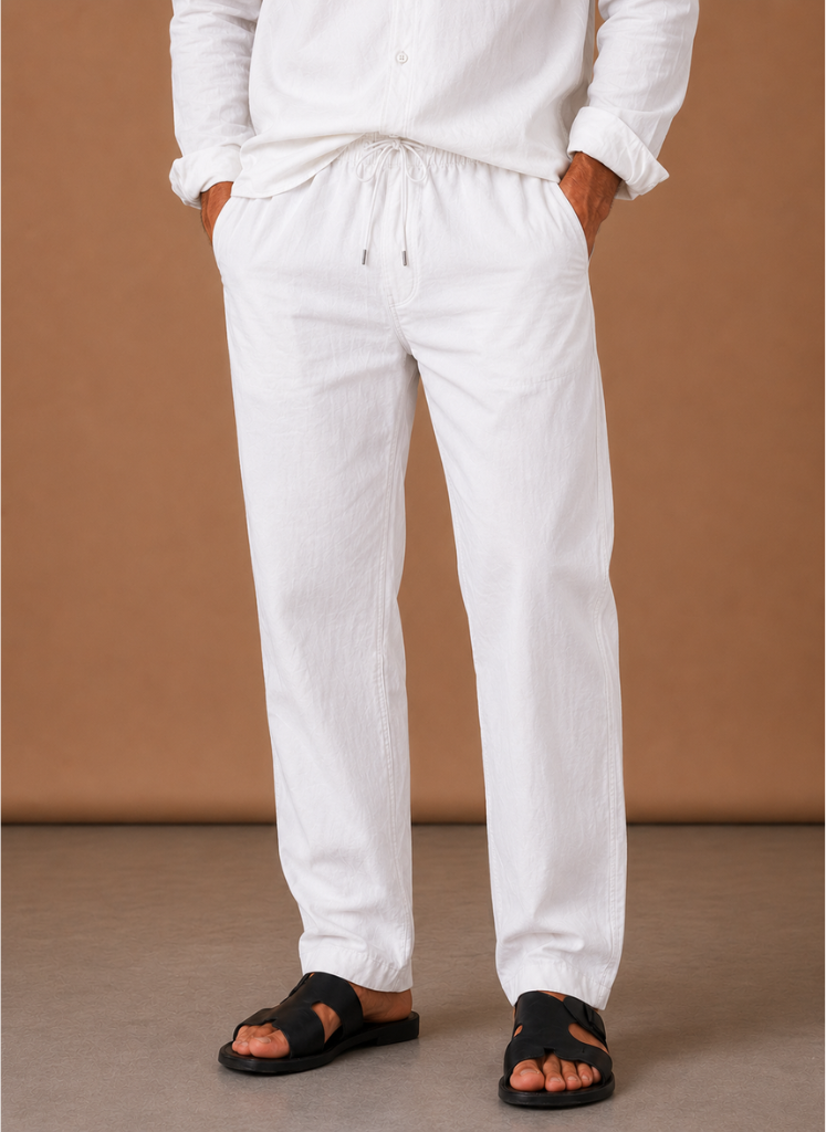Conjunto de Estilo de Lino y Algodón para Hombre – Camisa y Pantalones Smart Casual | Areleon