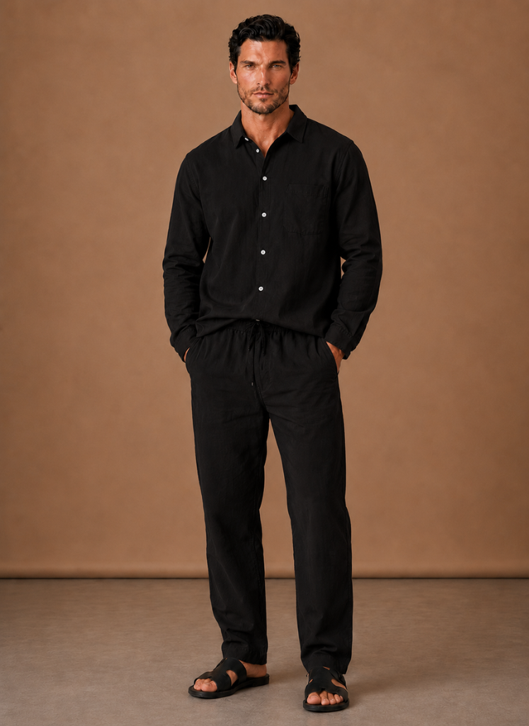 Conjunto de Estilo de Lino y Algodón para Hombre – Camisa y Pantalones Smart Casual | Areleon