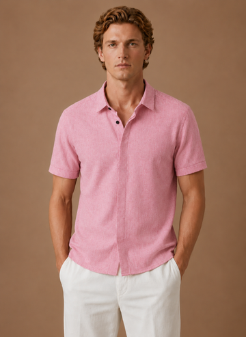 Camisa de Algodón Estilo Lino de Manga Corta para Hombre – Casual Elegante | Areleon