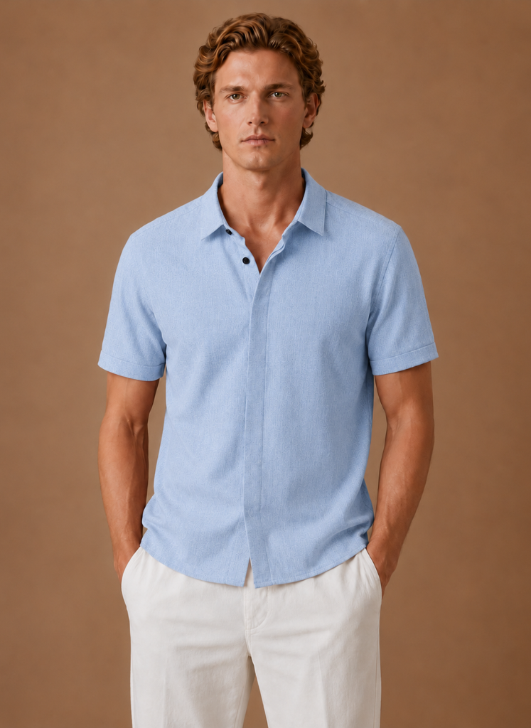 Camisa de Algodón Estilo Lino de Manga Corta para Hombre – Casual Elegante | Areleon