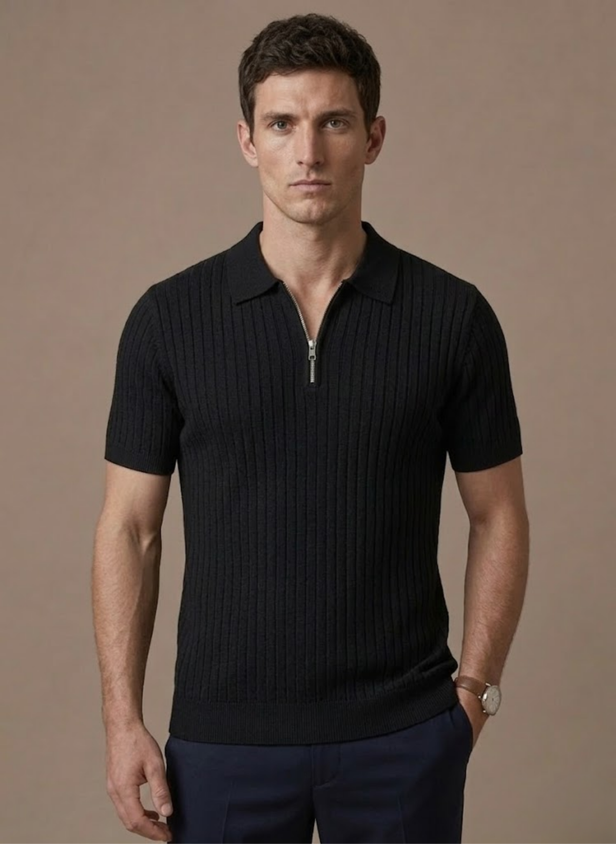 Camisa Polo de Punto a Rayas para Hombre – Manga Corta Transpirable | Areleon