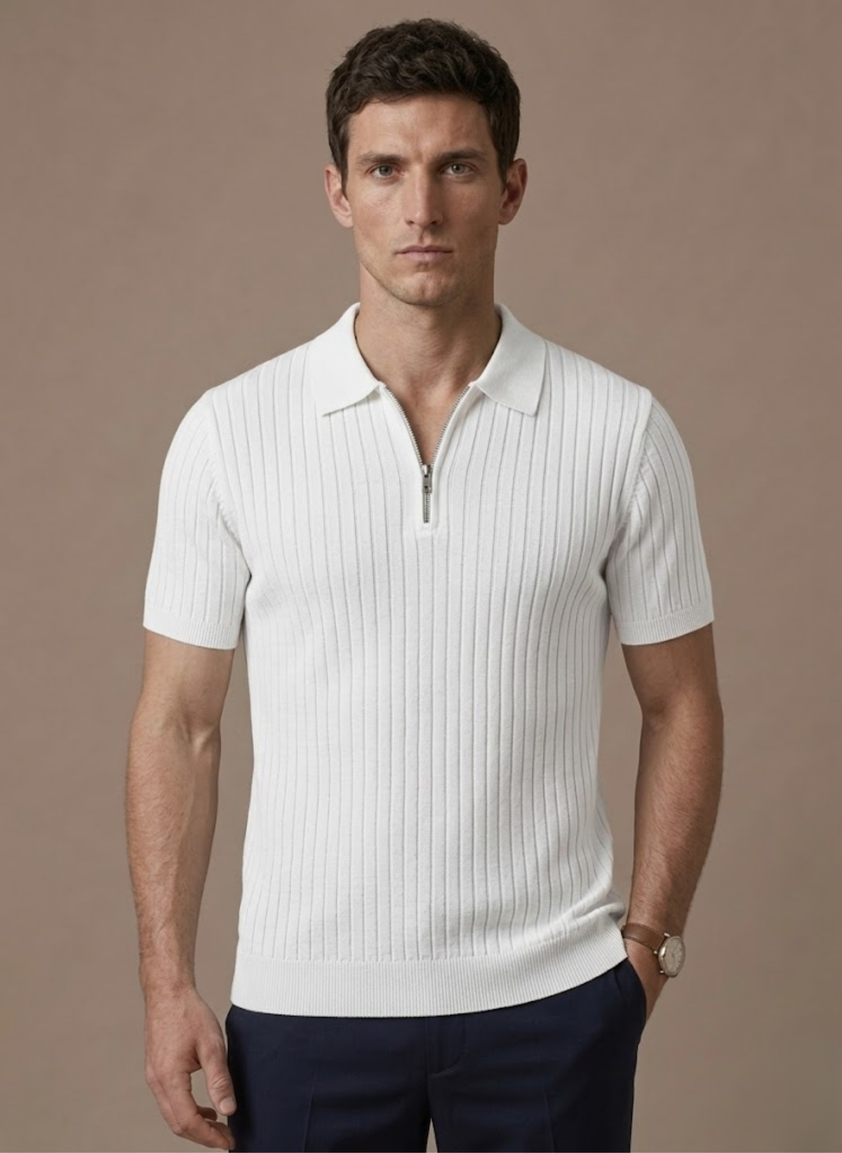 Camisa Polo de Punto a Rayas para Hombre – Manga Corta Transpirable | Areleon