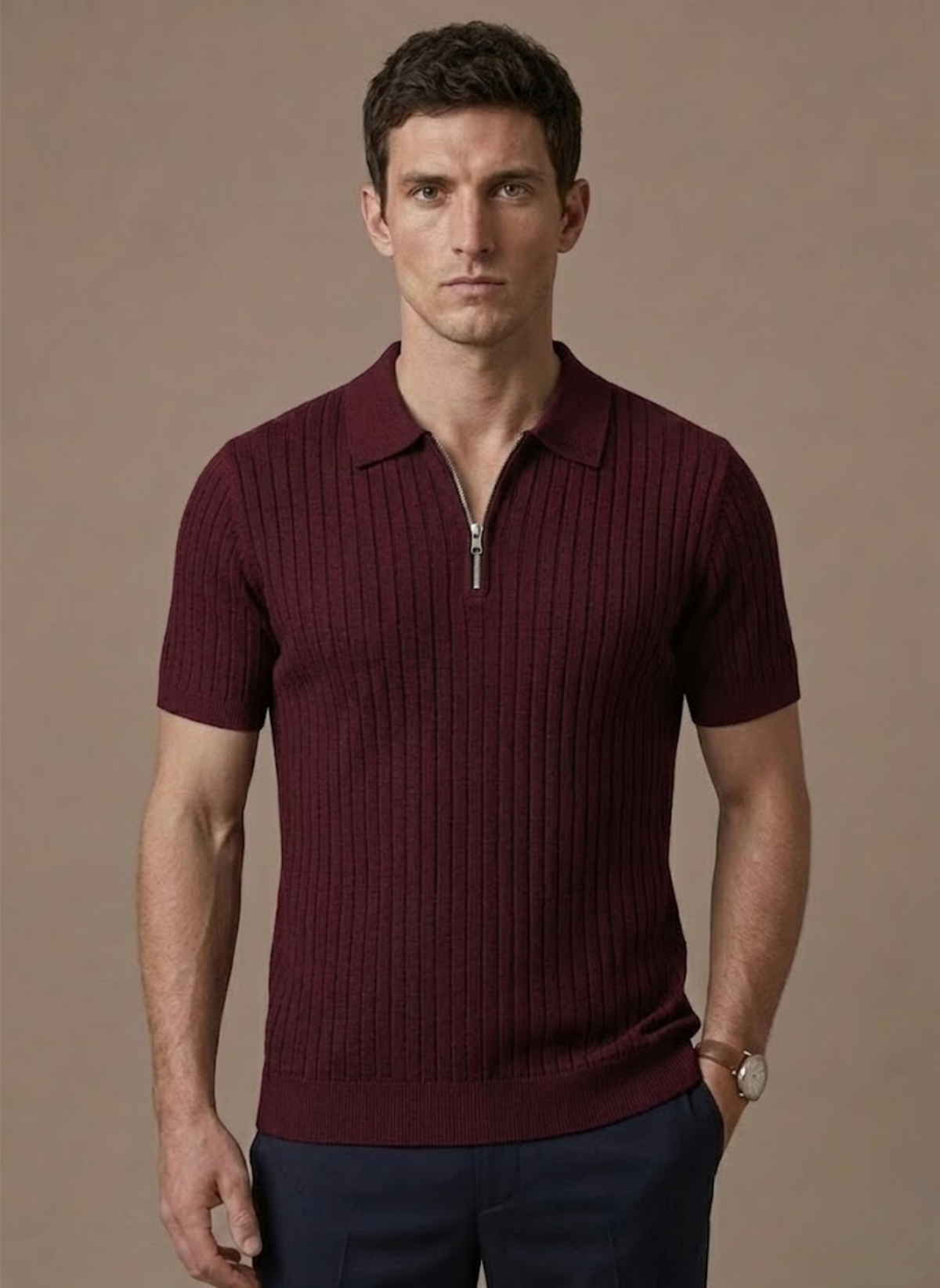 Camisa Polo de Punto a Rayas para Hombre – Manga Corta Transpirable | Areleon