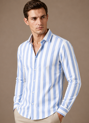 Camisa de Hombre a Rayas con Botones – Verano Smart Casual | Areleon