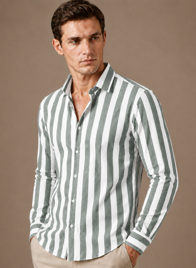 Camisa de Hombre a Rayas con Botones – Verano Smart Casual | Areleon