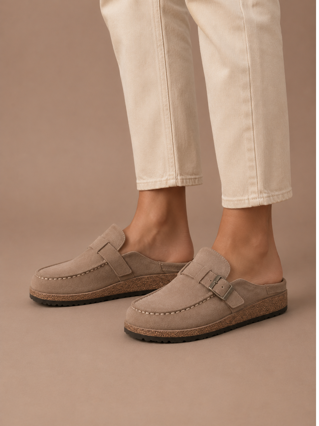 Zuecos de Ante para Mujer – Detalle de Hebilla Slip-On | Areleon