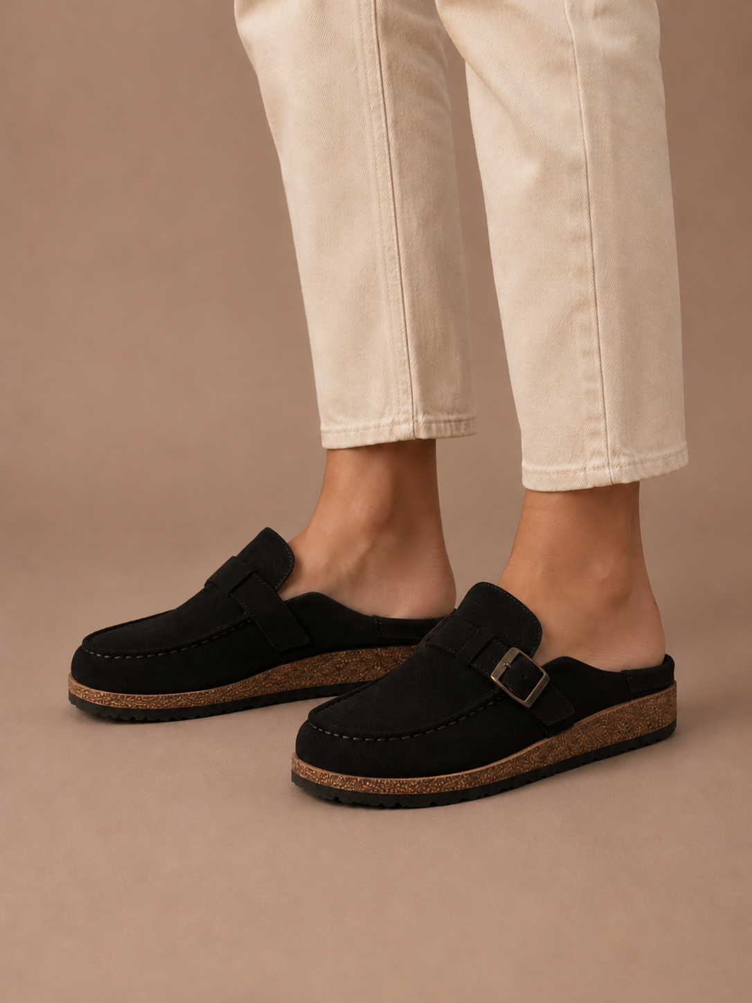 Zuecos de Ante para Mujer – Detalle de Hebilla Slip-On | Areleon