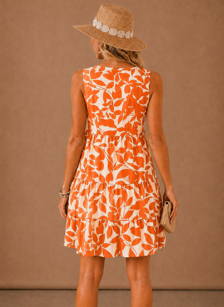 Vestido Mini Floral de Mujer con Volantes – Sin Mangas Verano | Areleon