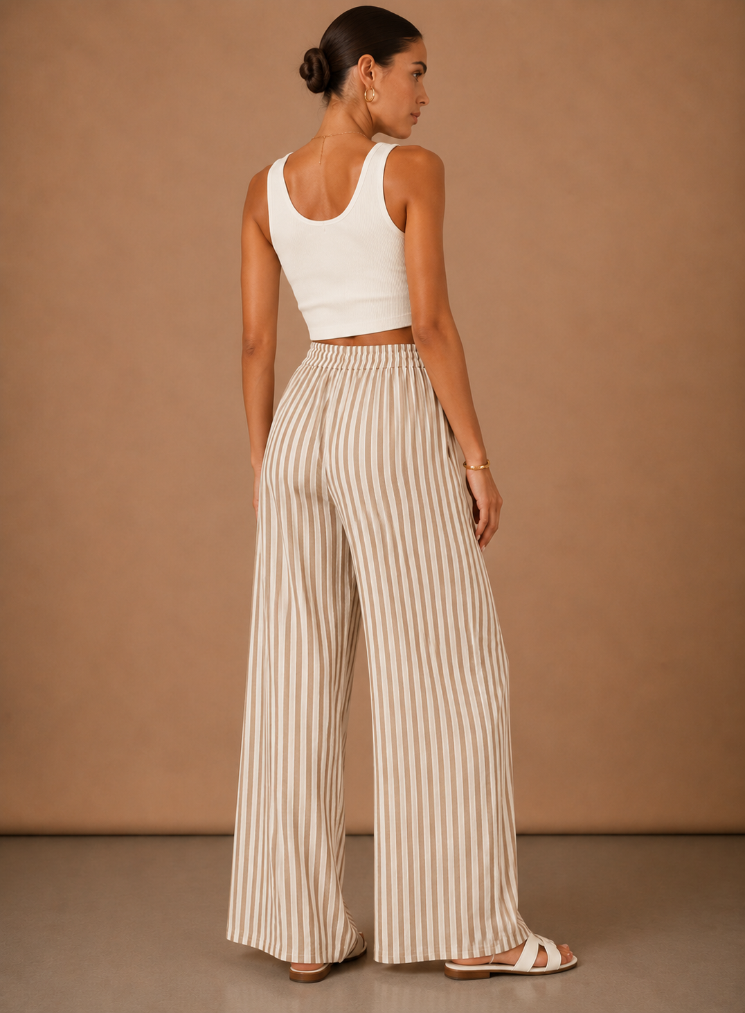Pantalones Rayados para Mujer – Ligero y Relajado de Pierna Ancha | Areleon