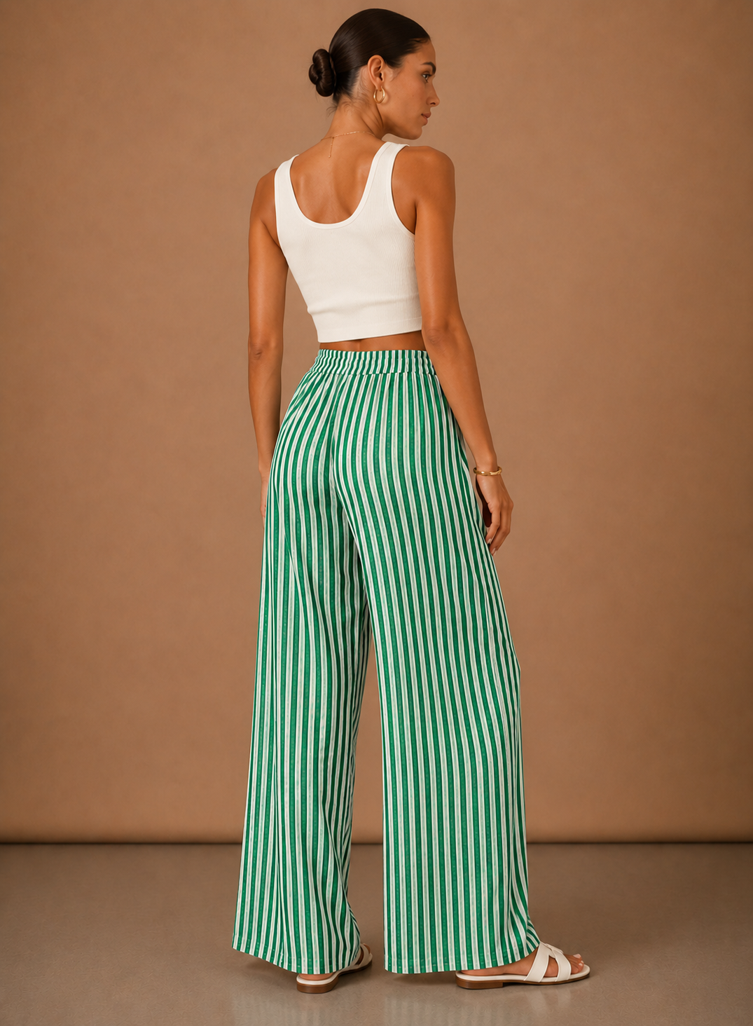 Pantalones Rayados para Mujer – Ligero y Relajado de Pierna Ancha | Areleon