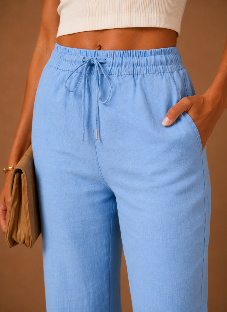 Pantalones de Lino para Mujer – Casual con Cintura Elástica Relajada | Areleon