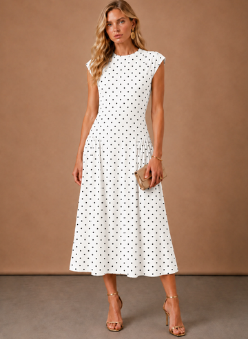 Vestido Midi de Lunares para Mujeres – Ligero y Con Cintura | Areleon