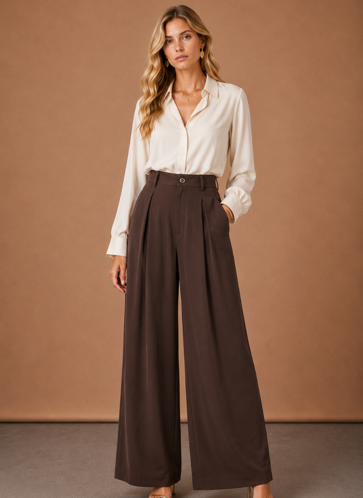 Pantalones de Globo para Mujer – Cintura Alta con Pliegues y Pierna Ancha | Areleon