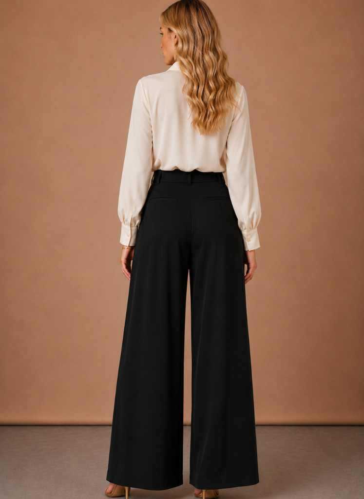 Pantalones de Globo para Mujer – Cintura Alta con Pliegues y Pierna Ancha | Areleon