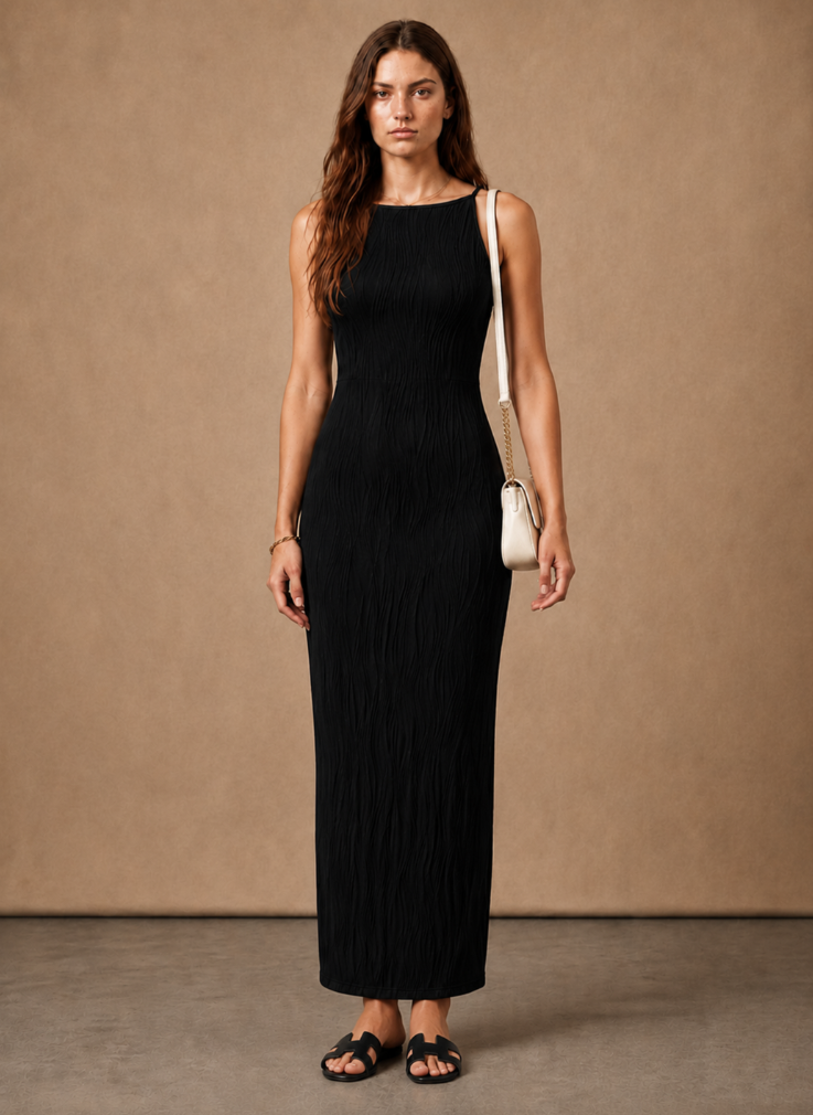 Vestido Maxi Sin Mangas para Mujer – Ajuste Slim Texturizado de Verano | Areleon