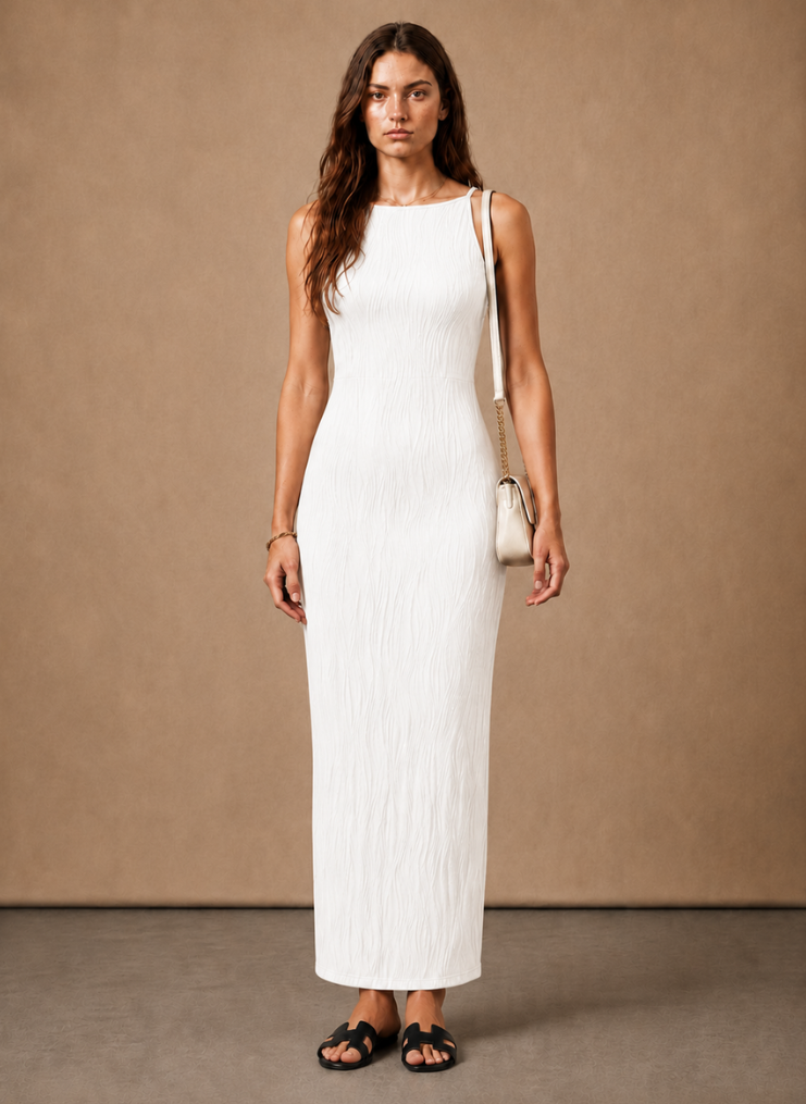 Vestido Maxi Sin Mangas para Mujer – Ajuste Slim Texturizado de Verano | Areleon