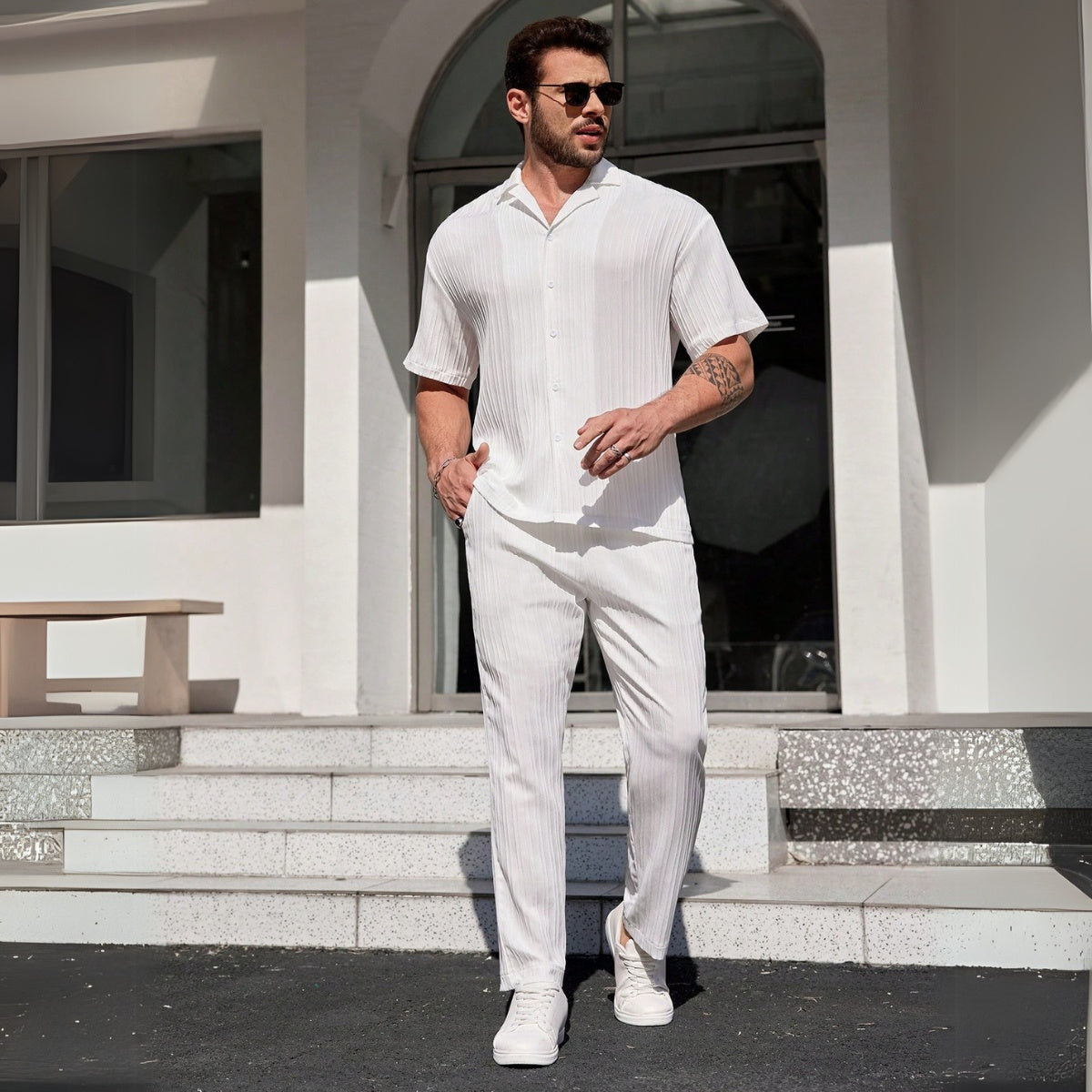 Conjunto de Camisa Texturizada y Pantalones Riviera Ease