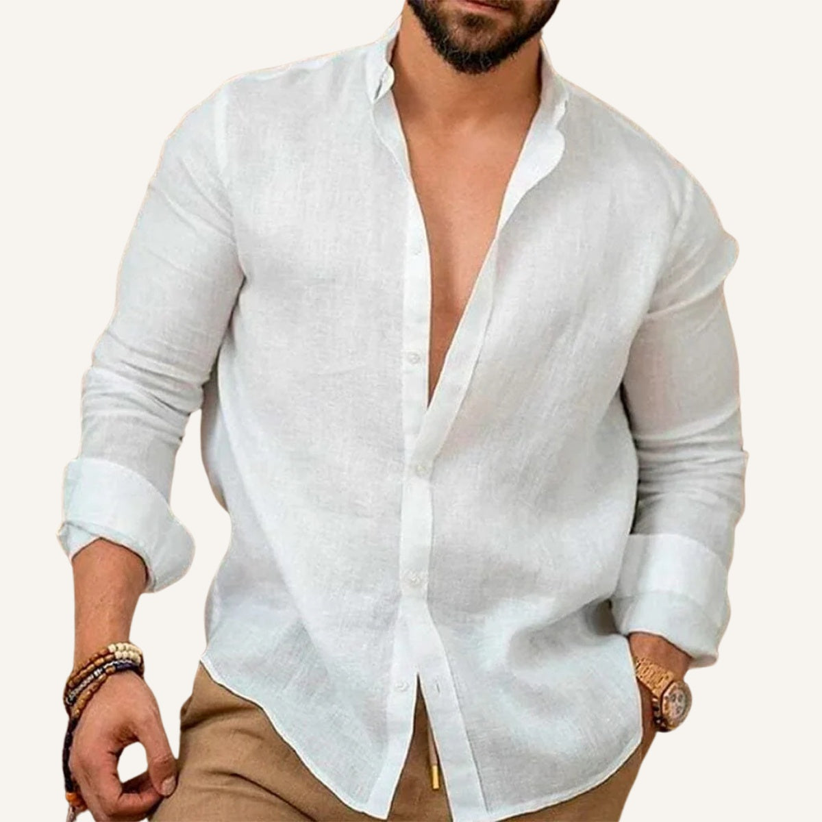 Camisa de Lino Ajuste Clásico Costero