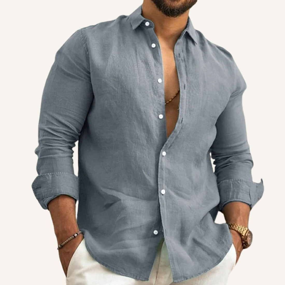 Camisa de Lino Ajuste Clásico Costero