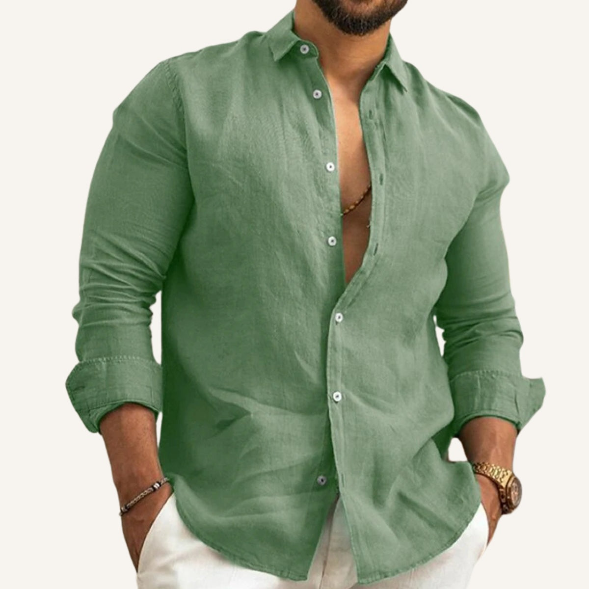 Camisa de Lino Ajuste Clásico Costero