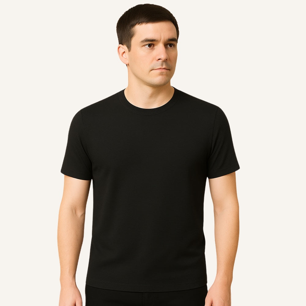 Camiseta Texturizada Básica de Corte Refinado