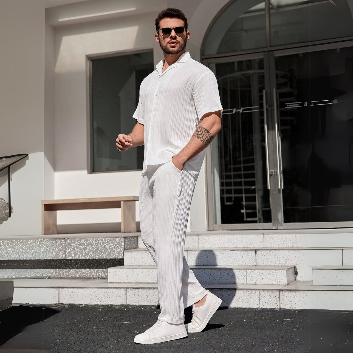 Conjunto de Camisa Texturizada y Pantalones Riviera Ease