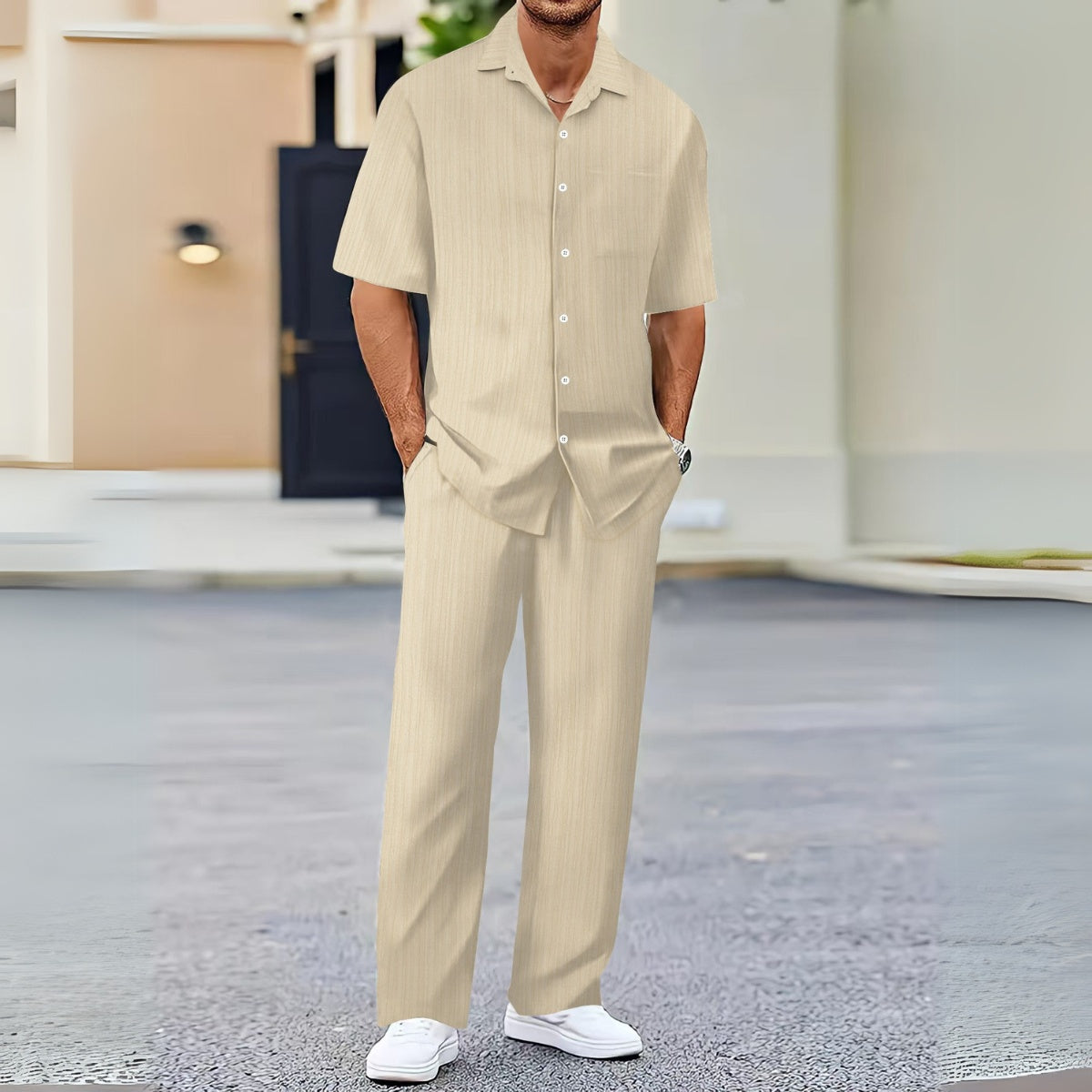 Conjunto de Camisa Texturizada y Pantalones Riviera Ease