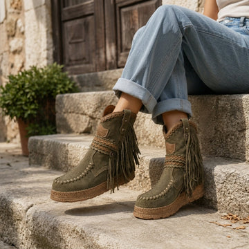Botines de Ante con Flecos para Mujer