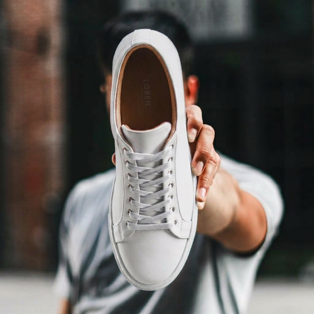 Zapatillas de Cuero Genuino para Hombre de Corte Bajo