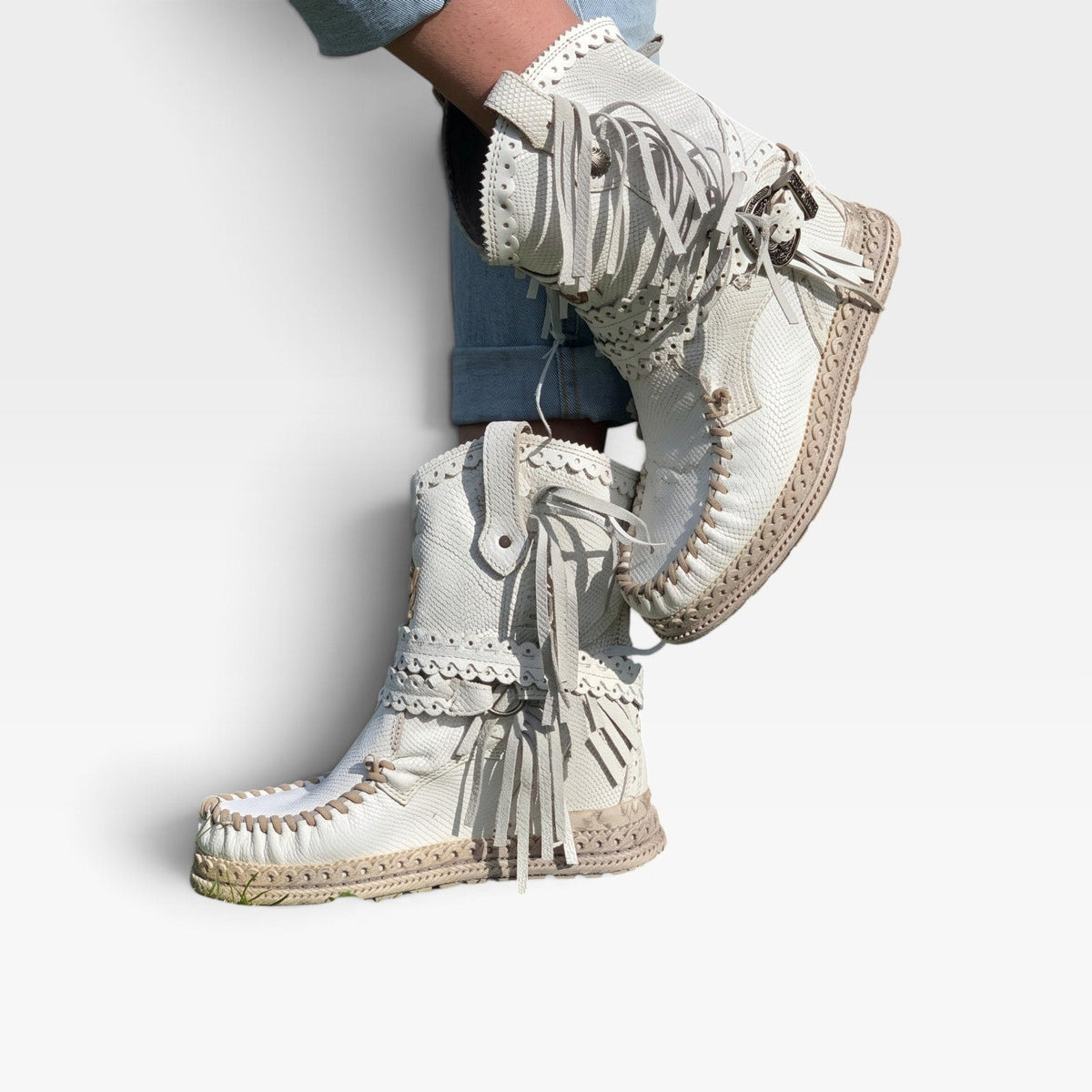 Botines de Ante con Flecos para Mujer