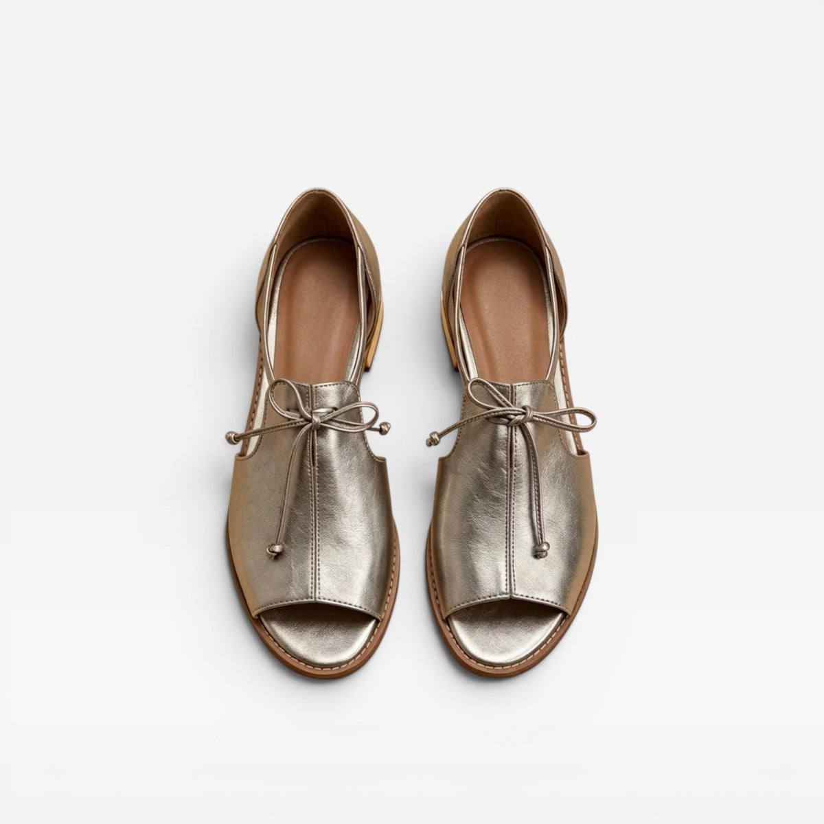 Sandalias de Cuero para Mujer con Punta Abierta – Planas con Amortiguación y Cierre en el Tobillo